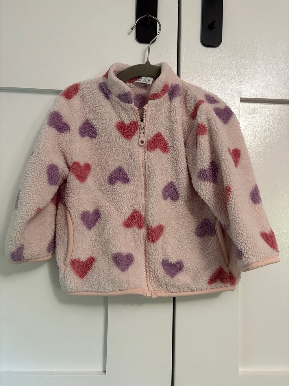 Uniqlo Girls' Fleece Heart Zip Jacket - Pink & Purple Hearts